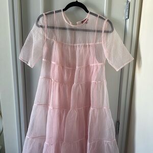 STAUD Hyacinth Pink Tiered Dress